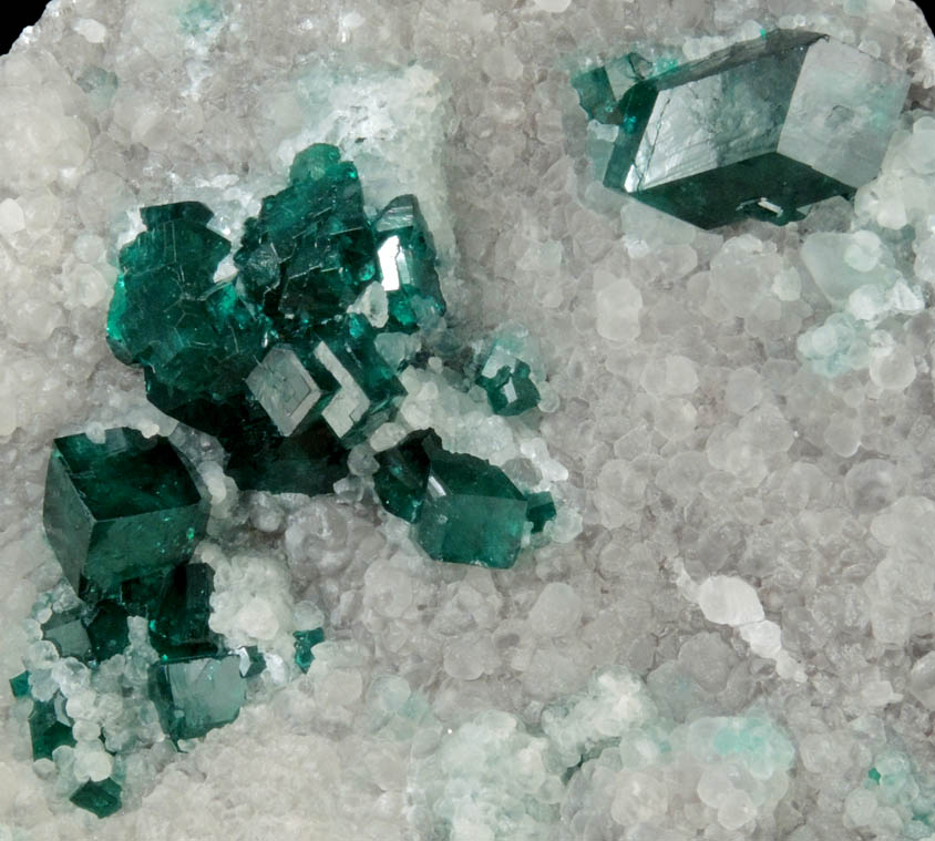 Dioptase on Calcite from Kaokoveld, Kunene Region, Namibia