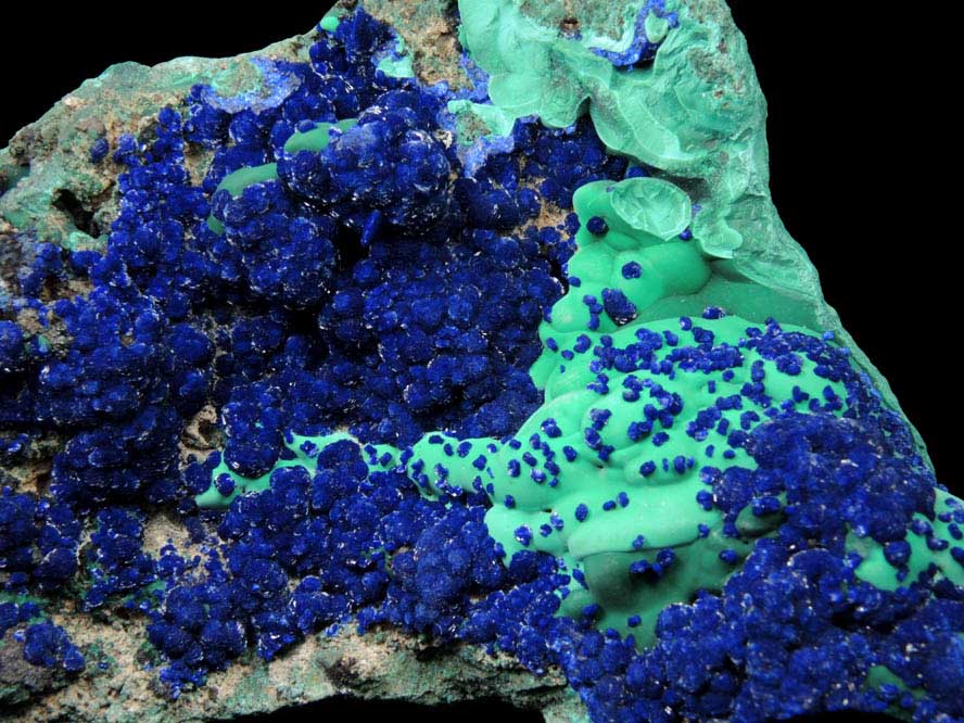 Azurite on Malachite from Liufengshan Mine, Guichi, Chizhou, Anhui, China