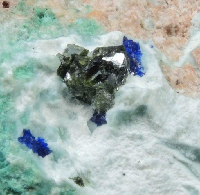 Volborthite with Azurite from Milpillas Mine, Cuitaca, Sonora, Mexico