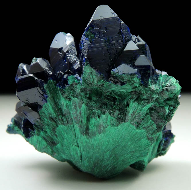 Azurite on Malachite from Milpillas Mine, Cuitaca, Sonora, Mexico