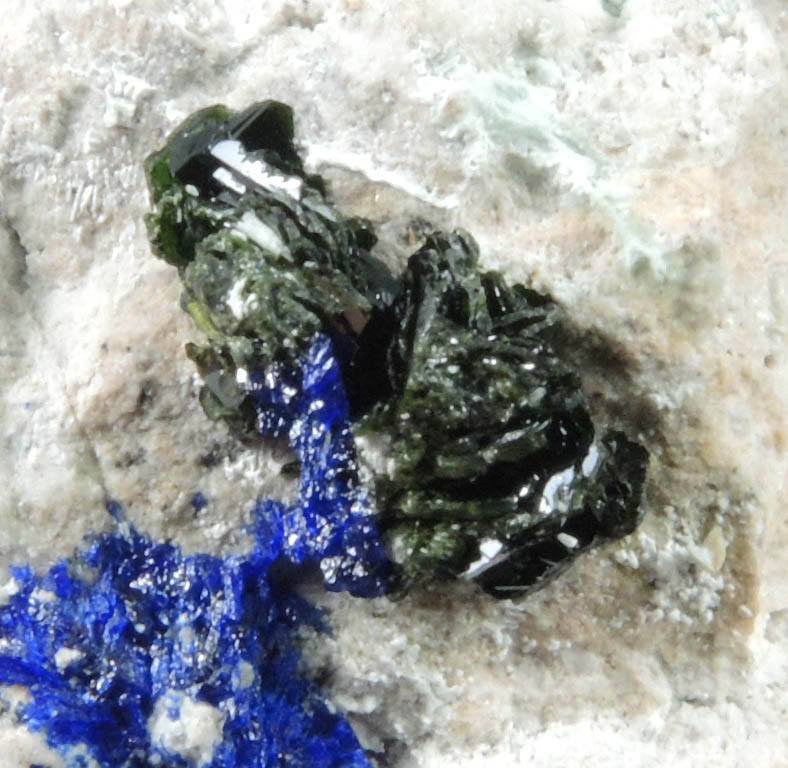 Volborthite with Azurite from Milpillas Mine, Cuitaca, Sonora, Mexico
