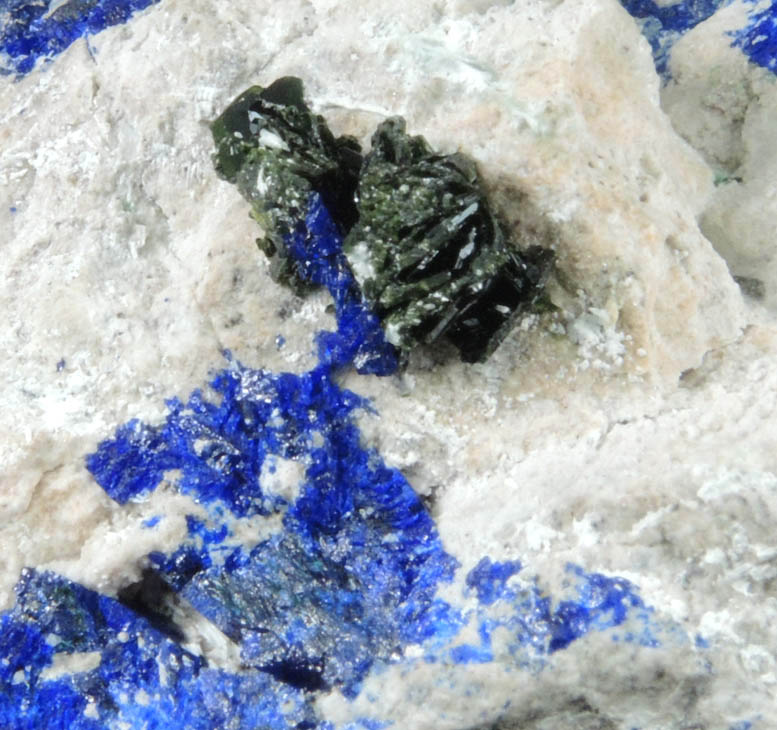 Volborthite with Azurite from Milpillas Mine, Cuitaca, Sonora, Mexico