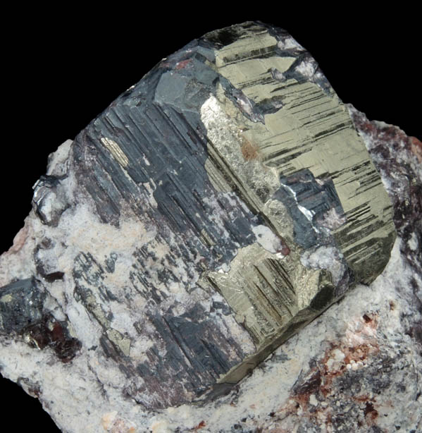 Pyrite with partial Chalcocite coating from Milpillas Mine, Cuitaca, Sonora, Mexico