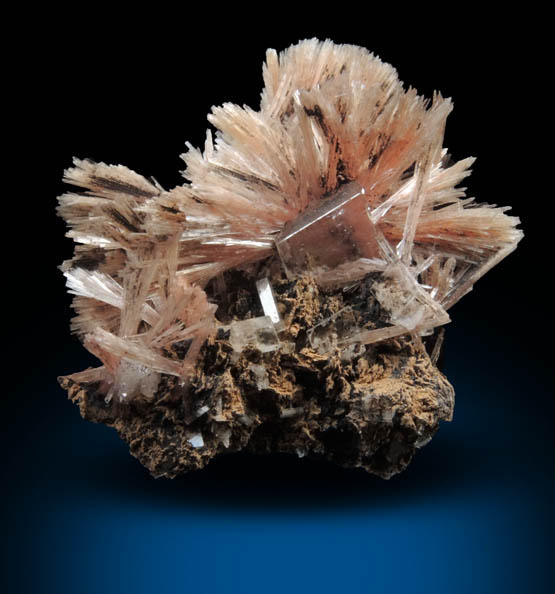 Inesite on Calcite from N'Chwaning II Mine, Kalahari Manganese Field, Northern Cape Province, South Africa