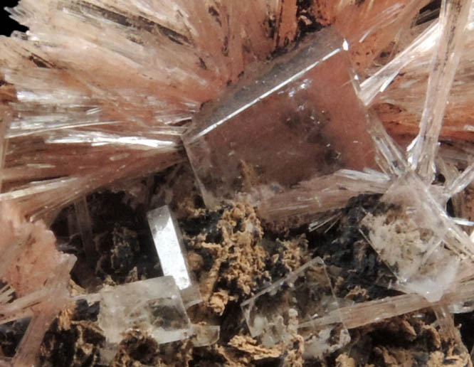 Inesite on Calcite from N'Chwaning II Mine, Kalahari Manganese Field, Northern Cape Province, South Africa