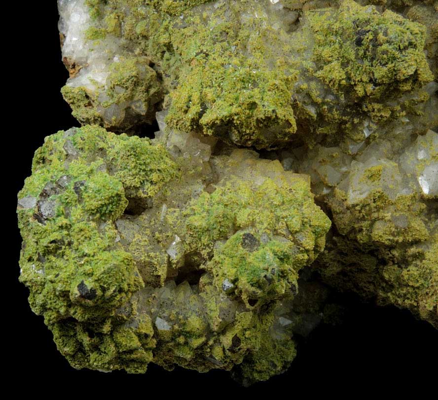 Pyromorphite over Quartz from Sarrowcole Vein, Laverock Hall, Leadhills, South Lanarkshire, Strathclyde, Scotland