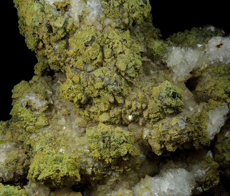 Pyromorphite over Quartz from Sarrowcole Vein, Laverock Hall, Leadhills, South Lanarkshire, Strathclyde, Scotland