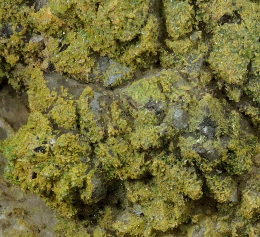 Pyromorphite over Quartz from Sarrowcole Vein, Laverock Hall, Leadhills, South Lanarkshire, Strathclyde, Scotland