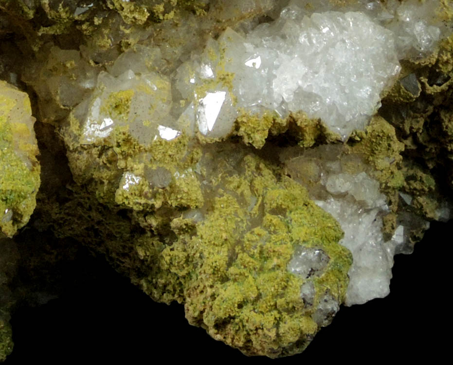 Pyromorphite over Quartz from Sarrowcole Vein, Laverock Hall, Leadhills, South Lanarkshire, Strathclyde, Scotland