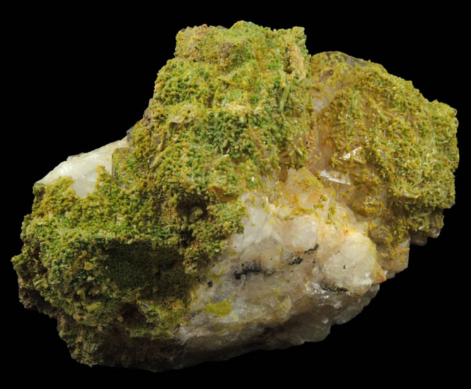 Pyromorphite on Quartz from Sarrowcole Vein, Laverock Hall, Leadhills, South Lanarkshire, Strathclyde, Scotland