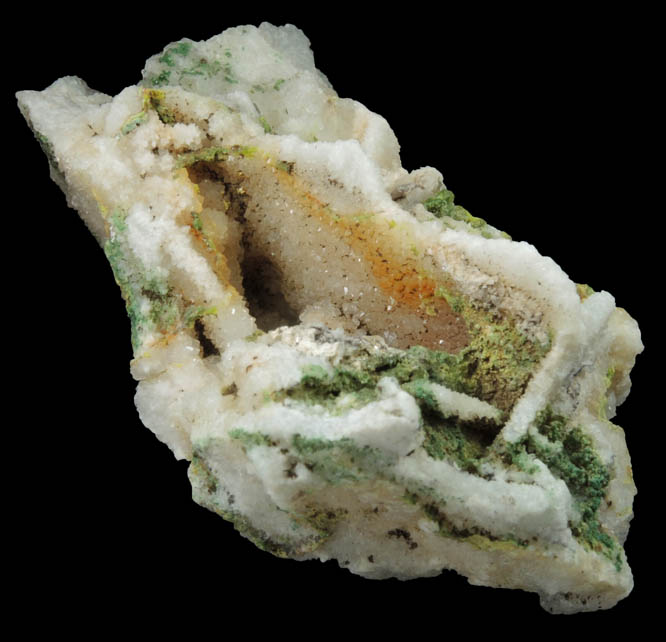 Quartz pseudomorphs after Barite with Pyromorphite from Sarrowcole Vein, Laverock Hall, Leadhills, South Lanarkshire, Strathclyde, Scotland