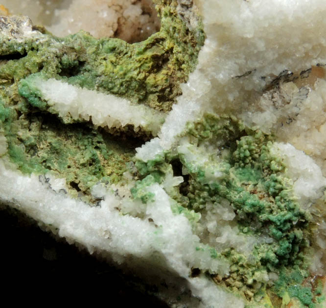 Quartz pseudomorphs after Barite with Pyromorphite from Sarrowcole Vein, Laverock Hall, Leadhills, South Lanarkshire, Strathclyde, Scotland