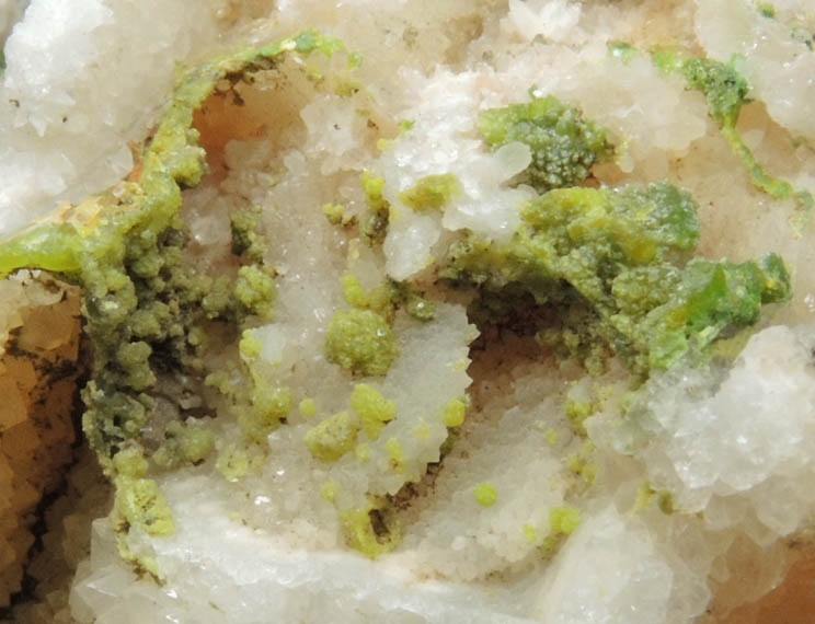 Quartz pseudomorphs after Barite with Pyromorphite from Sarrowcole Vein, Laverock Hall, Leadhills, South Lanarkshire, Strathclyde, Scotland