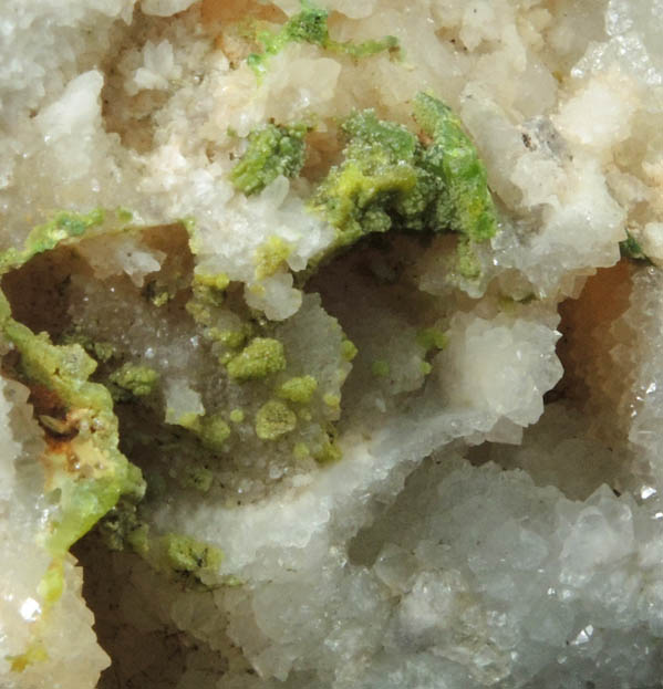 Quartz pseudomorphs after Barite with Pyromorphite from Sarrowcole Vein, Laverock Hall, Leadhills, South Lanarkshire, Strathclyde, Scotland