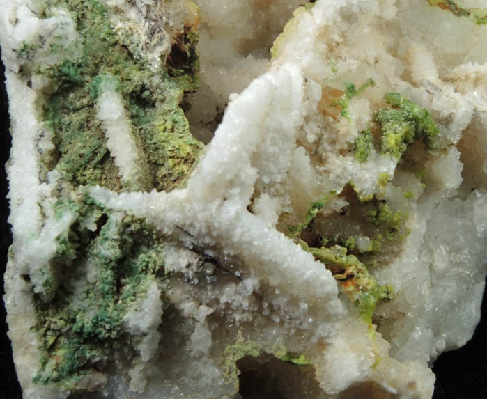 Quartz pseudomorphs after Barite with Pyromorphite from Sarrowcole Vein, Laverock Hall, Leadhills, South Lanarkshire, Strathclyde, Scotland