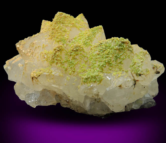 Pyromorphite on Quartz from Sarrowcole Vein, Laverock Hall, Leadhills, South Lanarkshire, Strathclyde, Scotland