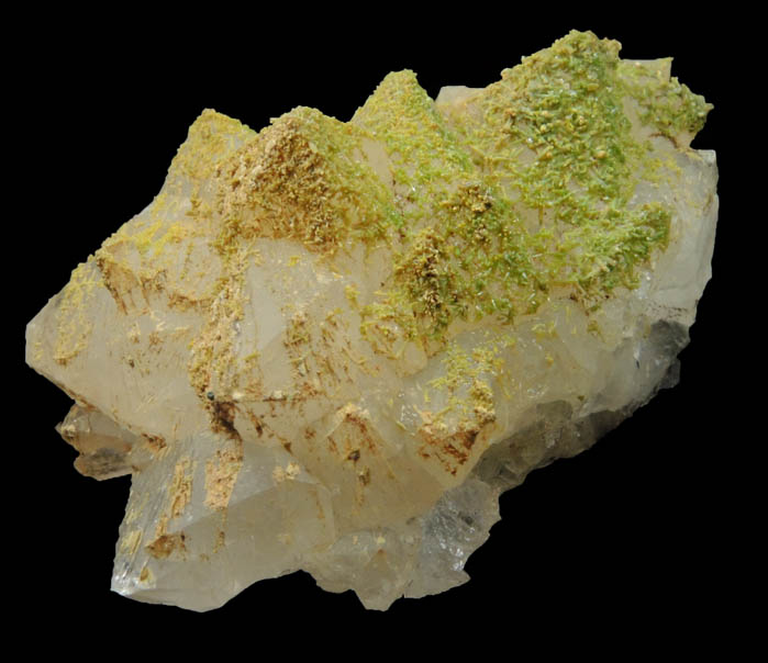 Pyromorphite on Quartz from Sarrowcole Vein, Laverock Hall, Leadhills, South Lanarkshire, Strathclyde, Scotland