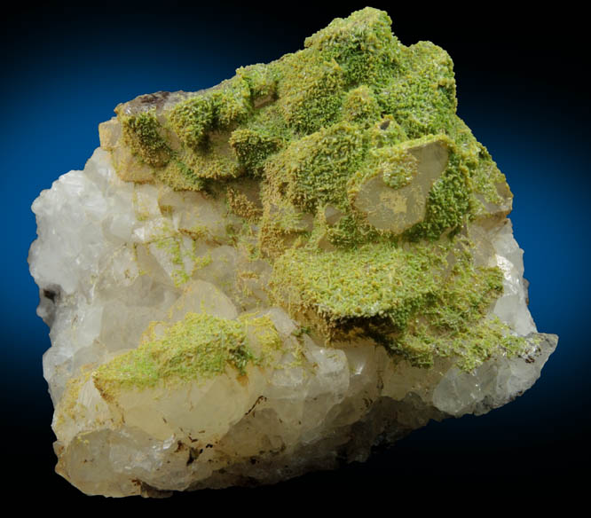 Pyromorphite on Quartz from Sarrowcole Vein, Laverock Hall, Leadhills, South Lanarkshire, Strathclyde, Scotland