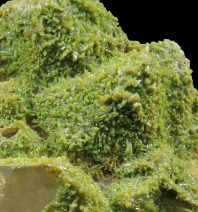 Pyromorphite on Quartz from Sarrowcole Vein, Laverock Hall, Leadhills, South Lanarkshire, Strathclyde, Scotland