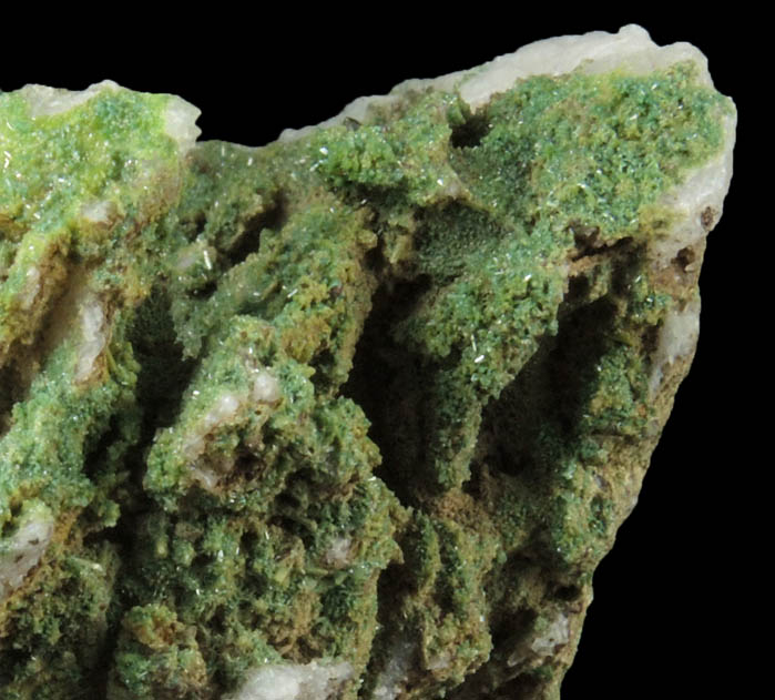 Pyromorphite on Quartz pseudomorphs after Barite from Sarrowcole Vein, Laverock Hall, Leadhills, South Lanarkshire, Strathclyde, Scotland