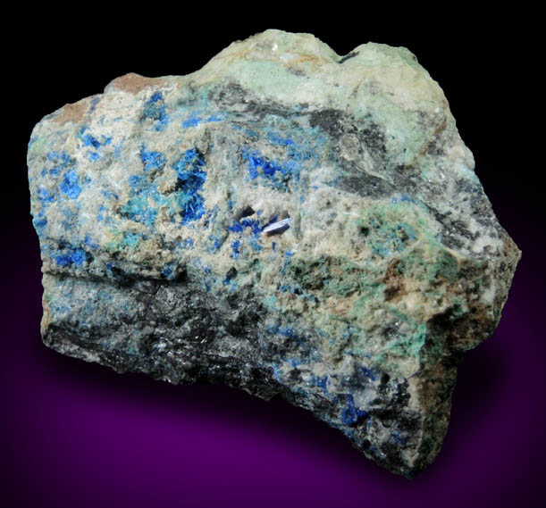 Linarite and Caledonite from Cove Vein, Whytes Cleuch, Wanlockhead, Dumfriesshire, Scotland
