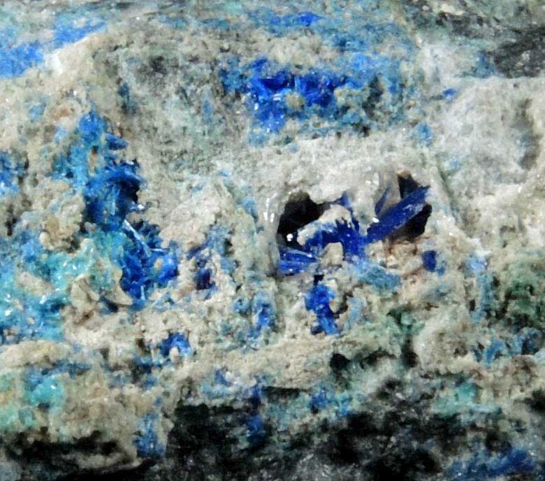 Linarite and Caledonite from Cove Vein, Whytes Cleuch, Wanlockhead, Dumfriesshire, Scotland