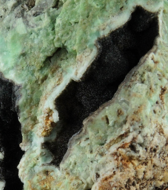 Mottramite over Phosphohedyphane on Cerussite from Cove Vein, Whytes Cleuch, Wanlockhead, Dumfriesshire, Scotland