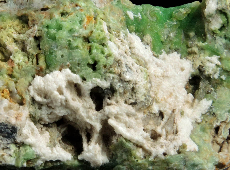 Plumboapatite on Phosphohedyphane with Chrysocolla from Cove Vein, Whytes Cleuch, Wanlockhead, Dumfriesshire, Scotland