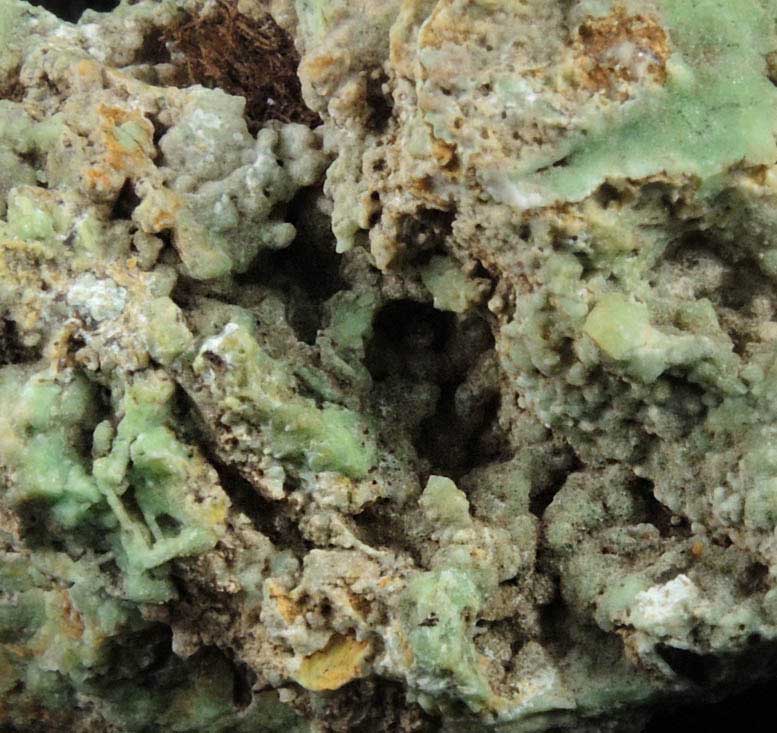 Plumboapatite on Phosphohedyphane with Chrysocolla from Cove Vein, Whytes Cleuch, Wanlockhead, Dumfriesshire, Scotland