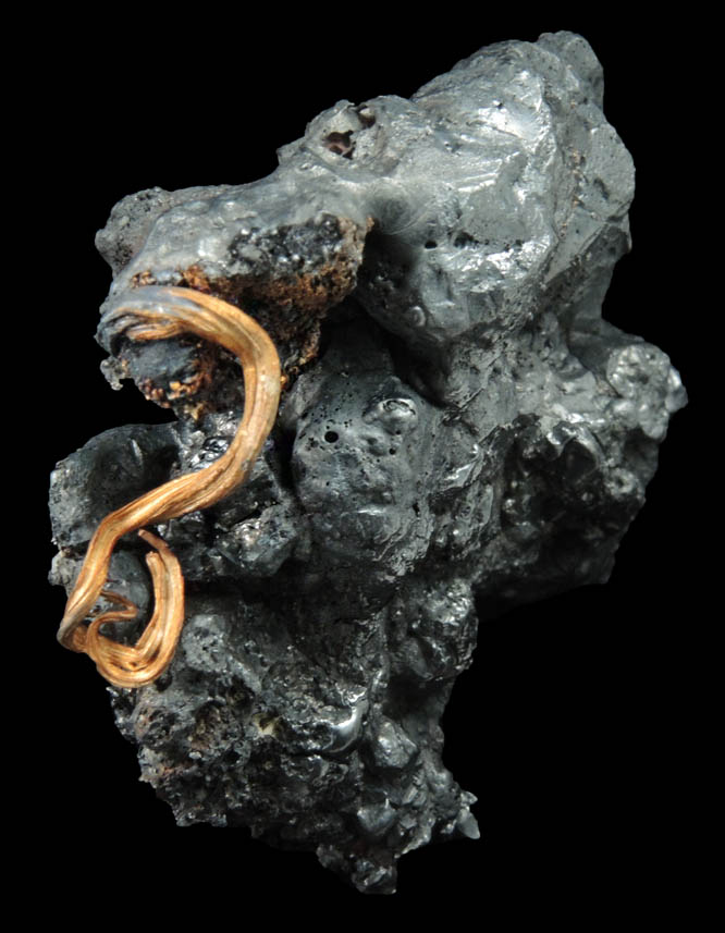 Silver on Acanthite from Xiaoqinggou, Datong, Shanxi, China