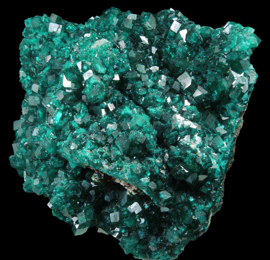 Dioptase on Calcite from Tsumeb Mine, Otavi-Bergland District, Oshikoto, Namibia