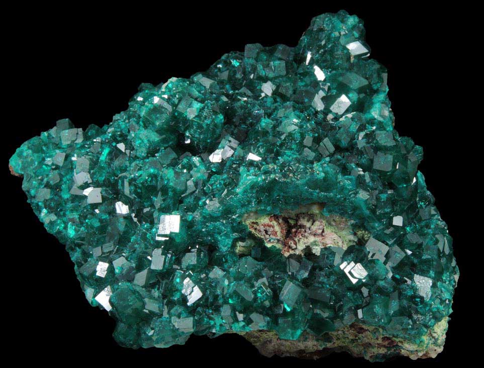 Dioptase on Calcite from Tsumeb Mine, Otavi-Bergland District, Oshikoto, Namibia