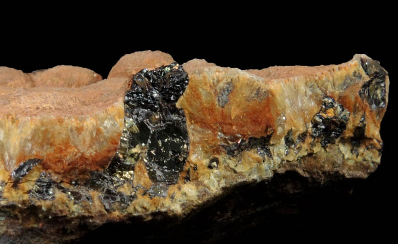 Chalcopyrite in Limonite-coated Prehnite from Lower New Street Quarry, Paterson, Passaic County, New Jersey