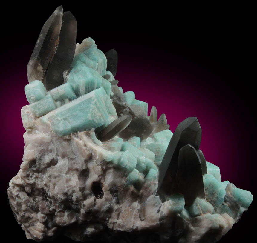 Microcline var. Amazonite with Smoky Quartz from Smoky Hawk Claim, Florissant, Teller County, Colorado