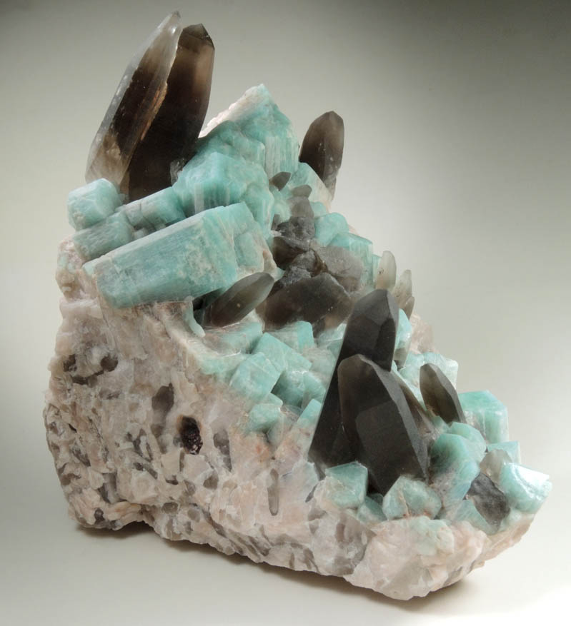 Microcline var. Amazonite with Smoky Quartz from Smoky Hawk Claim, Florissant, Teller County, Colorado