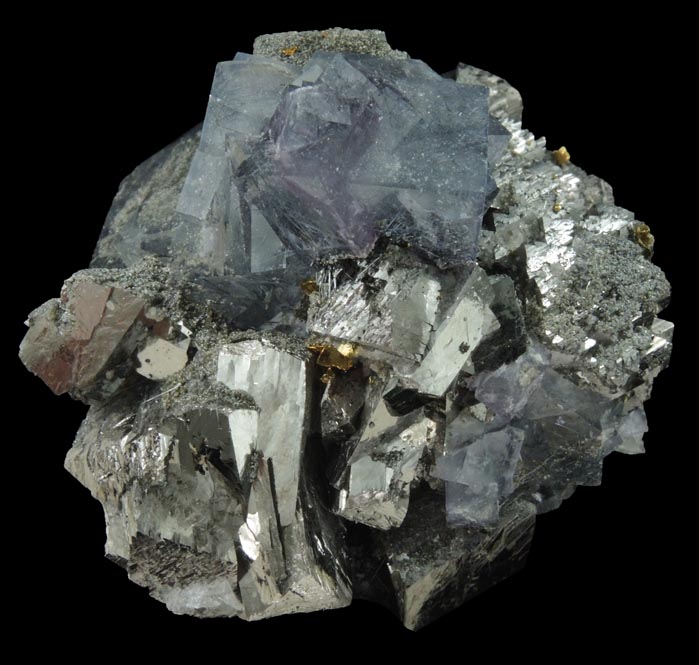 Fluorite on Arsenopyrite with Calcite and Jamesonite-Boulangerite from Yaogangxian Mine, Nanling Mountains, Hunan, China