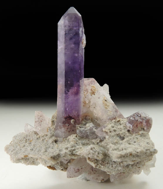 Quartz var. Amethyst on Quartz with Hematite inclusions from Goboboseb Mountains, 43 km west of Brandberg Mountain, Erongo region, Namibia