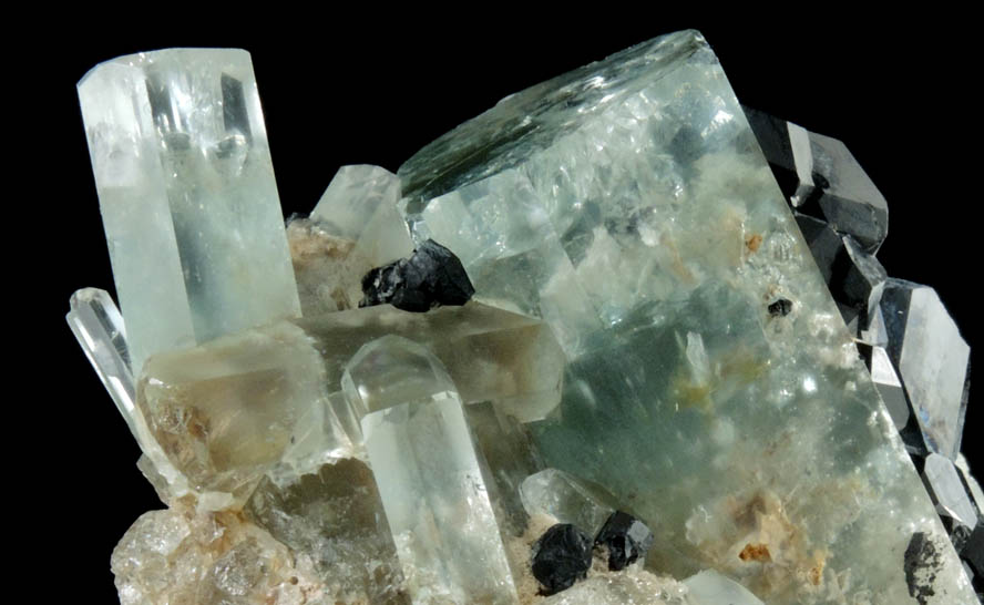 Beryl var. Aquamarine with Schorl Tourmaline with Hyalite Opal from Erongo Mountains, 20 km north of Usakos, Damaraland, Namibia