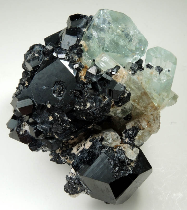 Beryl var. Aquamarine with Schorl Tourmaline with Hyalite Opal from Erongo Mountains, 20 km north of Usakos, Damaraland, Namibia