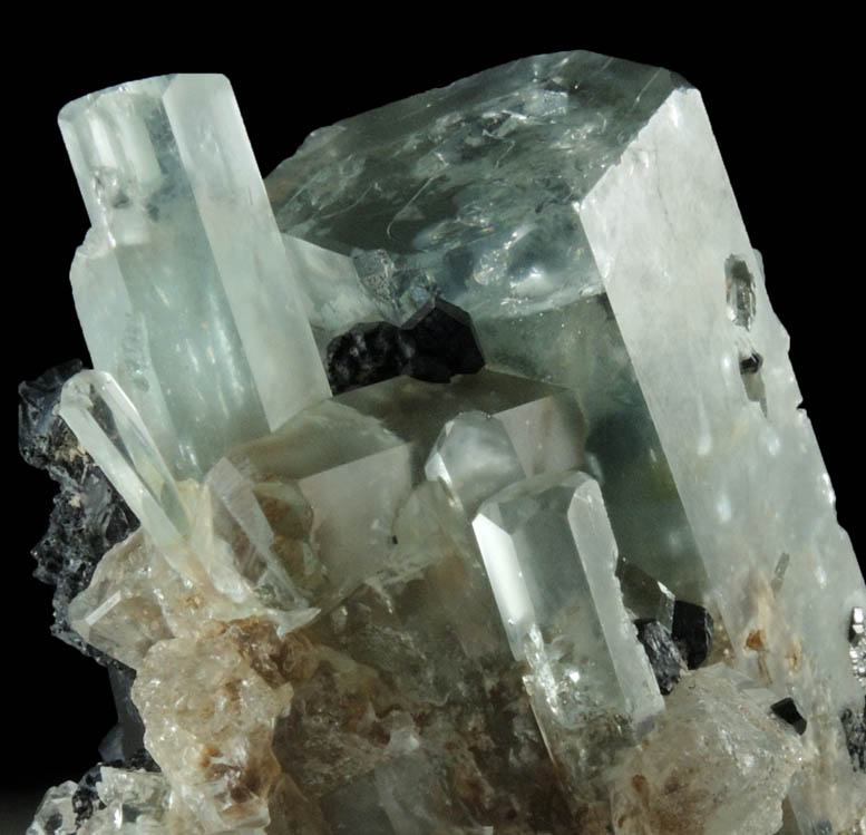 Beryl var. Aquamarine with Schorl Tourmaline with Hyalite Opal from Erongo Mountains, 20 km north of Usakos, Damaraland, Namibia