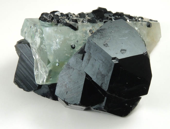 Schorl Tourmaline on Beryl var. Aquamarine with Hyalite Opal from Erongo Mountains, 20 km north of Usakos, Damaraland, Namibia