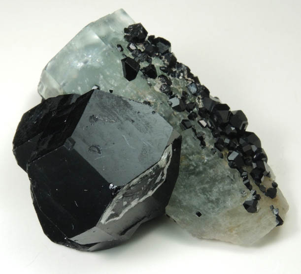 Schorl Tourmaline on Beryl var. Aquamarine with Hyalite Opal from Erongo Mountains, 20 km north of Usakos, Damaraland, Namibia