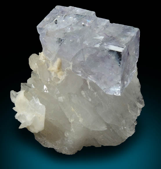 Fluorite on Quartz with Calcite from Yaogangxian Mine, Nanling Mountains, Hunan, China