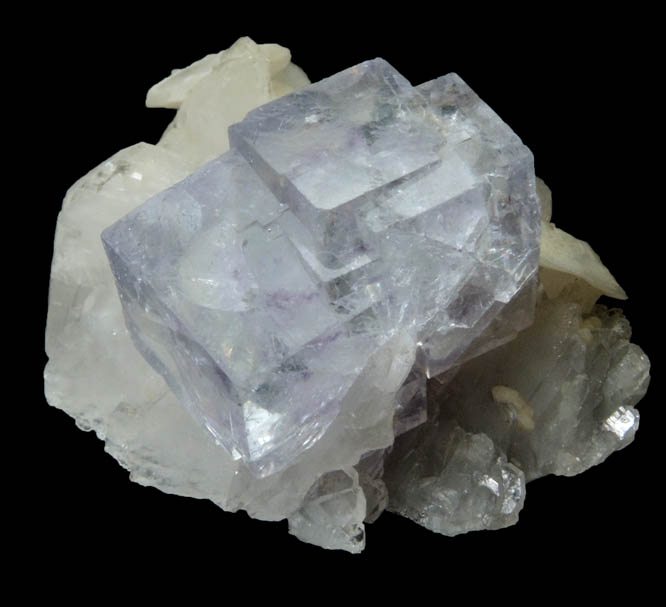 Fluorite on Quartz with Calcite from Yaogangxian Mine, Nanling Mountains, Hunan, China