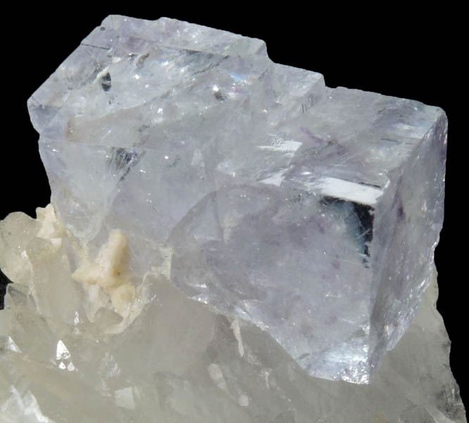 Fluorite on Quartz with Calcite from Yaogangxian Mine, Nanling Mountains, Hunan, China