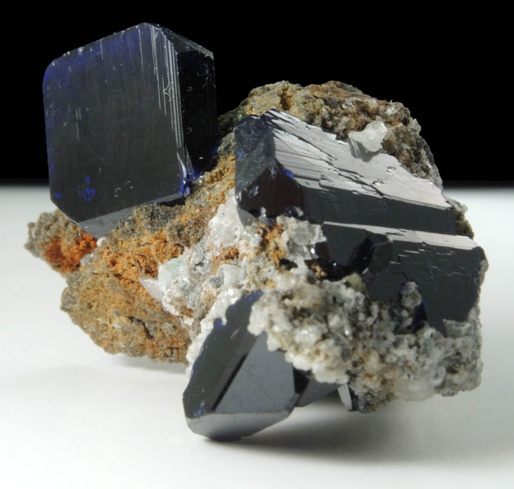 Azurite (twinned crystals) with Cerussite from Tsumeb Mine, Easter Pocket, Otavi-Bergland District, Oshikoto, Namibia