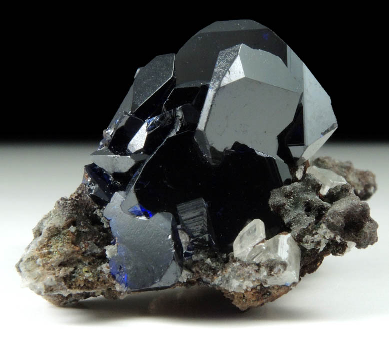 Azurite (twinned crystals) with Cerussite from Tsumeb Mine, Easter Pocket, Otavi-Bergland District, Oshikoto, Namibia