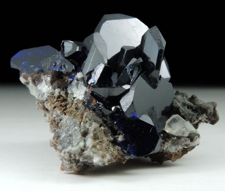 Azurite (twinned crystals) with Cerussite from Tsumeb Mine, Easter Pocket, Otavi-Bergland District, Oshikoto, Namibia