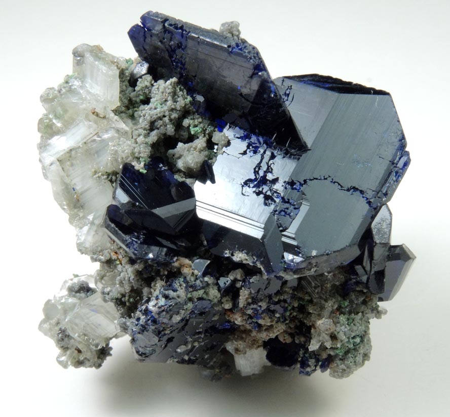 Azurite (twinned crystals) with Cerussite from Tsumeb Mine, Easter Pocket, Otavi-Bergland District, Oshikoto, Namibia