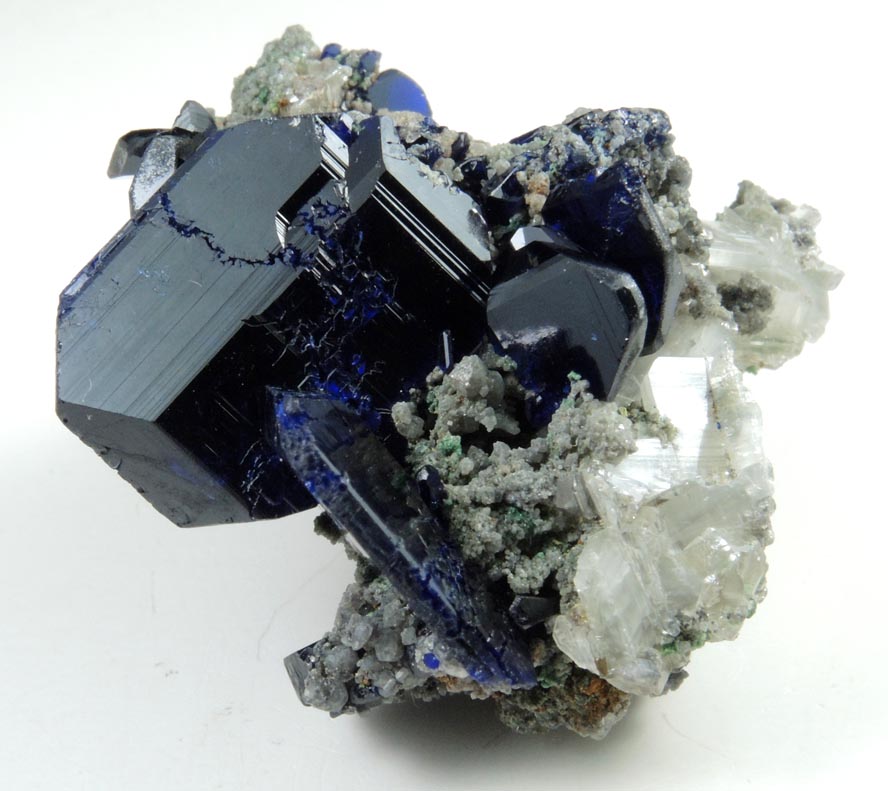 Azurite (twinned crystals) with Cerussite from Tsumeb Mine, Easter Pocket, Otavi-Bergland District, Oshikoto, Namibia